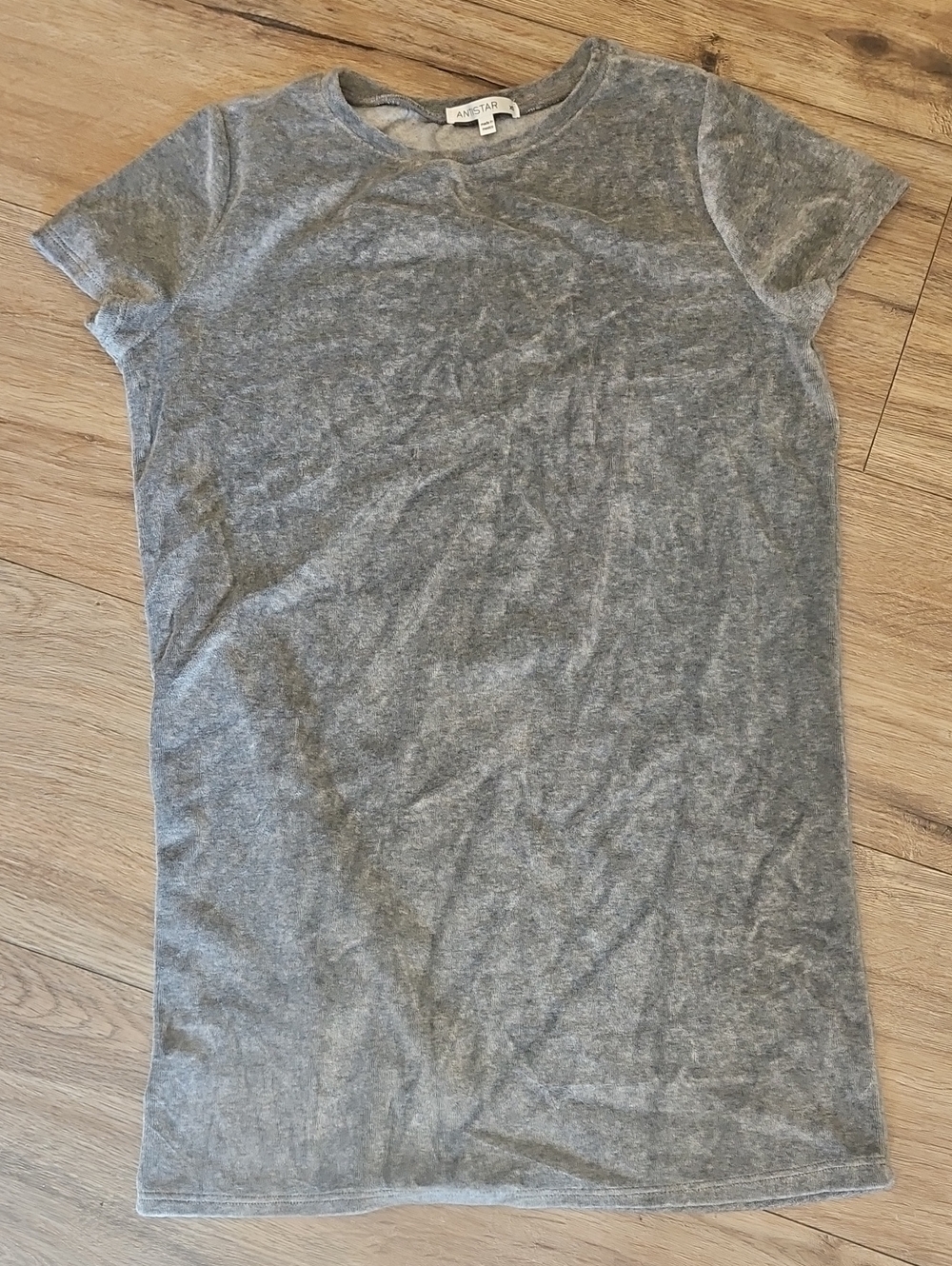 Antistar Y2K Grey Velour Short Sleeve T-Shirt Mini Dress XS EUC